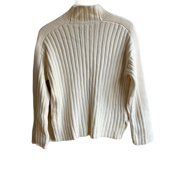 Abercrombie & Fitch Ribbed Knit Mock Neck Pullover Sweater Size M Ivory Cotton - Picture 6 of 14